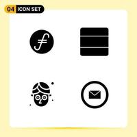 4 iconos creativos signos y símbolos modernos de desarrollo de pila de moneda criptográfica facial de moneda justa elementos de diseño vectorial editables vector