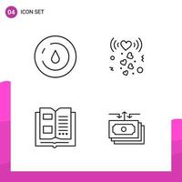 Outline Icon set Pack of 4 Line Icons isolated on White Background for responsive Website Design Print and Mobile Applications Creative Black Icon vector background