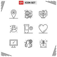 9 Icons Line Style Grid Based Creative Outline Symbols for Website Design Simple Line Icon Signs Isolated on White Background 9 Icon Set Creative Black Icon vector background