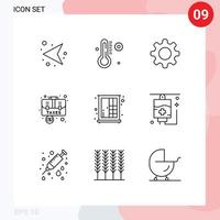 9 Thematic Vector Outlines and Editable Symbols of interior cupboard setting case baggage Editable Vector Design Elements