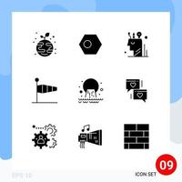 Modern Set of 9 Solid Glyphs Pictograph of speed blow flag air user Editable Vector Design Elements