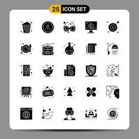 25 Black Icon Pack Glyph Symbols Signs for Responsive designs on white background 25 Icons Set Creative Black Icon vector background