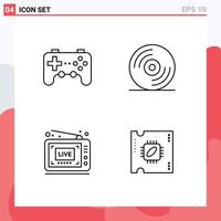 Group of 4 Filledline Flat Colors Signs and Symbols for controller show joystick music cpu Editable Vector Design Elements