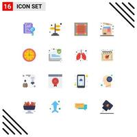 Flat Color Pack of 16 Universal Symbols of alarm shopping design product box Editable Pack of Creative Vector Design Elements