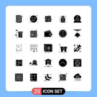 25 Universal Solid Glyph Signs Symbols of webcam security heart sweets dessert Editable Vector Design Elements