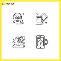 Group of 4 Filledline Flat Colors Signs and Symbols for antivirus currency insect process startup Editable Vector Design Elements