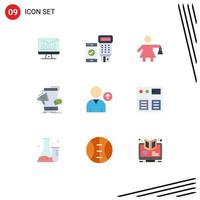 Flat Color Pack of 9 Universal Symbols of up promotion people megaphone marketing Editable Vector Design Elements