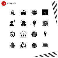 Pack of 16 Modern Solid Glyphs Signs and Symbols for Web Print Media such as page interface dinner grid potato Editable Vector Design Elements