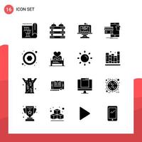 paquete de 16 iconos de glifos universales para medios impresos sobre fondo blanco fondo de vector de icono negro creativo