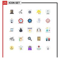 grupo de símbolos de iconos universales de 25 colores planos modernos de elementos de diseño vectorial editables de flecha hacia arriba doble rey del monitor vector