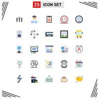 Modern Set of 25 Flat Colors and symbols such as coding ui clipboard power off Editable Vector Design Elements