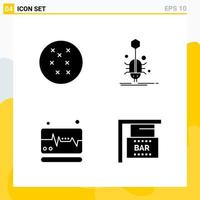 colección de 4 iconos sólidos universales conjunto de iconos para web y móvil fondo de vector de icono negro creativo