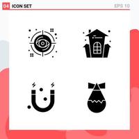 Collection of 4 Vector Icons in solid style Modern Glyph Symbols for Web and Mobile Solid Icon Sign Isolated on White Background 4 Icons Creative Black Icon vector background