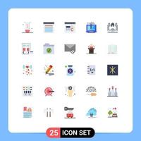 Editable Vector Line Pack of 25 Simple Flat Colors of laptop computer search development coding Editable Vector Design Elements