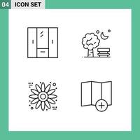 Group of 4 Filledline Flat Colors Signs and Symbols for closet baloon interior chair sunflower Editable Vector Design Elements