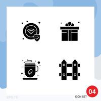 Group of 4 Modern Solid Glyphs Set for protection tea box shopping flower Editable Vector Design Elements