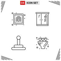 4 Icons Line Style Grid Based Creative Outline Symbols for Website Design Simple Line Icon Signs Isolated on White Background 4 Icon Set Creative Black Icon vector background