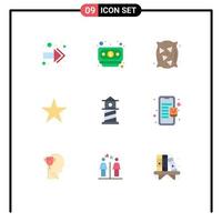 Set of 9 Modern UI Icons Symbols Signs for mall house wheat lighthouse media Editable Vector Design Elements