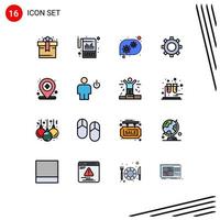 Modern Set of 16 Flat Color Filled Lines Pictograph of medical location gear hospital gear Editable Creative Vector Design Elements