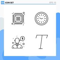 Modern 4 Line style icons Outline Symbols for general use Creative Line Icon Sign Isolated on White Background 4 Icons Pack Creative Black Icon vector background