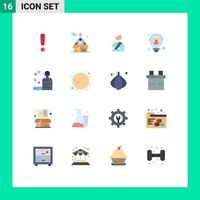 16 Universal Flat Color Signs Symbols of skin care patient idea creative Editable Pack of Creative Vector Design Elements