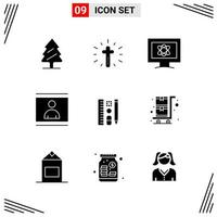 9 Icons Solid Style Grid Based Creative Glyph Symbols for Website Design Simple Solid Icon Signs Isolated on White Background 9 Icon Set Creative Black Icon vector background