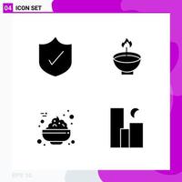 Solid Icon set Pack of 4 Glyph Icons isolated on White Background for Web Print and Mobile Creative Black Icon vector background