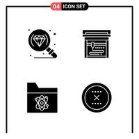 Set of 4 Solid Style Icons for web and mobile Glyph Symbols for print Solid Icon Signs Isolated on White Background 4 Icon Set Creative Black Icon vector background