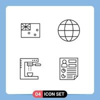 Set of 4 Modern UI Icons Symbols Signs for aussie drinks flag globe food Editable Vector Design Elements