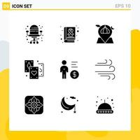 Set of 9 Modern UI Icons Symbols Signs for management tarot location magic card Editable Vector Design Elements