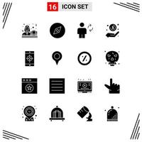 16 Icons Solid Style Grid Based Creative Glyph Symbols for Website Design Simple Solid Icon Signs Isolated on White Background 16 Icon Set Creative Black Icon vector background