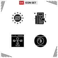 4 Icons Solid Style Grid Based Creative Glyph Symbols for Website Design Simple Solid Icon Signs Isolated on White Background 4 Icon Set Creative Black Icon vector background