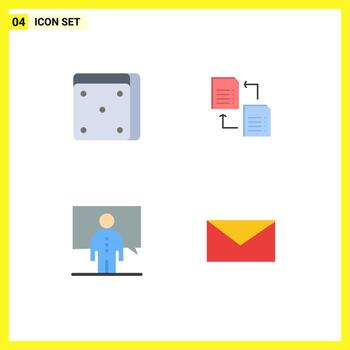 4 User Interface Flat Icon Pack of modern Signs and Symbols of casino lecture data scince presentation Editable Vector Design Elements