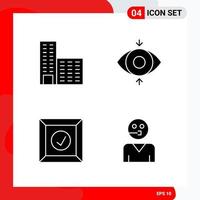 Creative Set of 4 Universal Glyph Icons isolated on White Background Creative Black Icon vector background