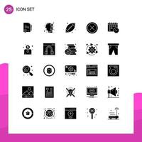 Modern Set of 25 Solid Glyphs and symbols such as calender exit ball delete cancel Editable Vector Design Elements