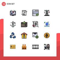 Universal Icon Symbols Group of 16 Modern Flat Color Filled Lines of thermometer iot delete internet of things tower Editable Creative Vector Design Elements