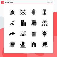 Set of 16 Modern UI Icons Symbols Signs for animal convert design laboratory chemical Editable Vector Design Elements