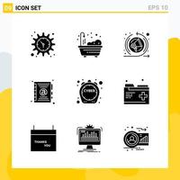 Collection of 9 Universal Solid Icons Icon Set for Web and Mobile Creative Black Icon vector background