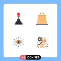 4 Creative Icons Modern Signs and Symbols of car member bag eye head Editable Vector Design Elements