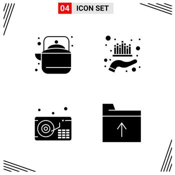 4 Icons Solid Style Grid Based Creative Glyph Symbols for Website Design Simple Solid Icon Signs Isolated on White Background 4 Icon Set Creative Black Icon vector background