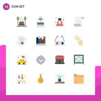 Pack of 16 Modern Flat Colors Signs and Symbols for Web Print Media such as growth log vehicle document school Editable Pack of Creative Vector Design Elements