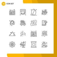 16 Thematic Vector Outlines and Editable Symbols of computer map swing globe creative Editable Vector Design Elements