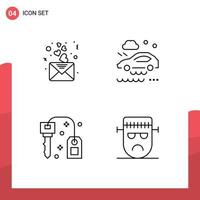 4 Line concept for Websites Mobile and Apps day key mail rain success Editable Vector Design Elements