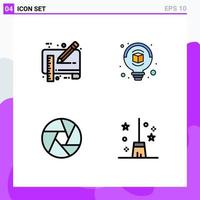 4 Creative Icons Modern Signs and Symbols of blue print camera pencil design photo Editable Vector Design Elements