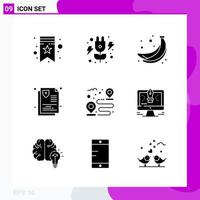 Solid Icon set Pack of 9 Glyph Icons isolated on White Background for Web Print and Mobile Creative Black Icon vector background