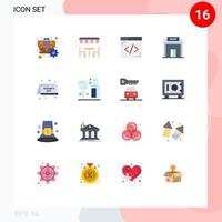 User Interface Pack of 16 Basic Flat Colors of date shop coding market business Editable Pack of Creative Vector Design Elements