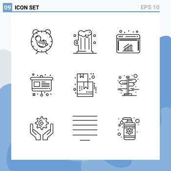 Universal Icon Symbols Group of 9 Modern Outlines of ecommerce presentation chart easel art Editable Vector Design Elements