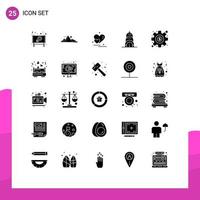 Universal Icon Symbols Group of 25 Modern Solid Glyphs of dollar building nature chrysler couple Editable Vector Design Elements