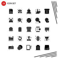 Collection of 25 Vector Icons in solid style Pixle Perfect Glyph Symbols for Web and Mobile Solid Icon Signs on White Background 25 Icons Creative Black Icon vector background