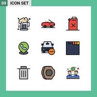 Modern Set of 9 Filledline Flat Colors and symbols such as browser minus telephone less car Editable Vector Design Elements